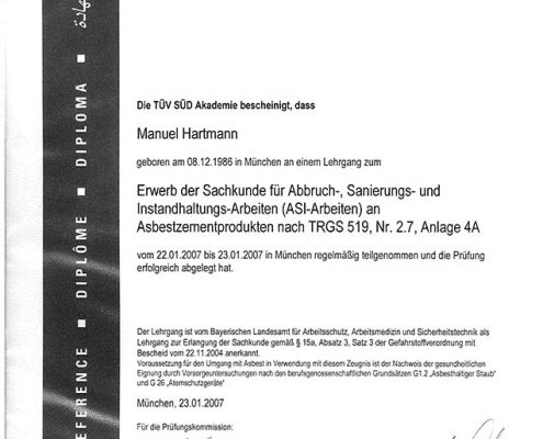 TÜV Süd Akademie Manuel Hartmann Abbrucharbeiten