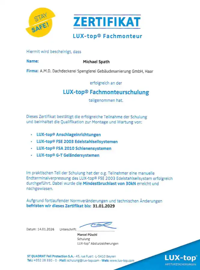 Lux Top Fachmonteurschulung Lux Top Fachmonteurschulung