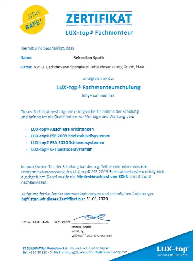 Lux Top Fachmonteurschulung Lux Top Fachmonteurschulung