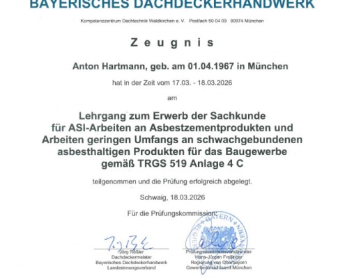 Sachkunde ASI-Arbeiten Asbestzementprodukte